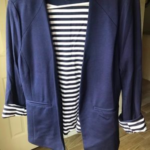 100% polyester, soft, navy blazer